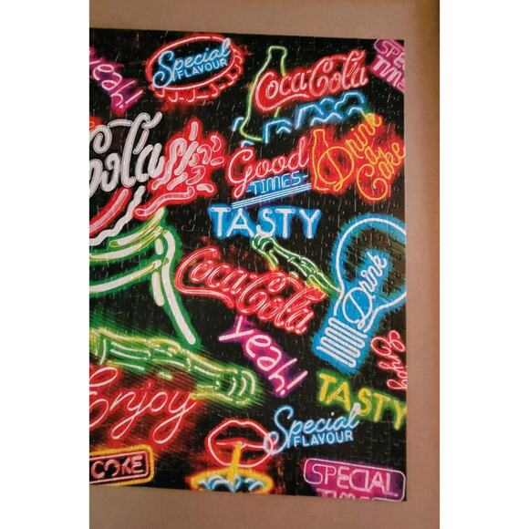 Coca-Cola Neon Jigsaw Puzzle 1000 pc Buffalo Games Complete - Picture 5 of 7